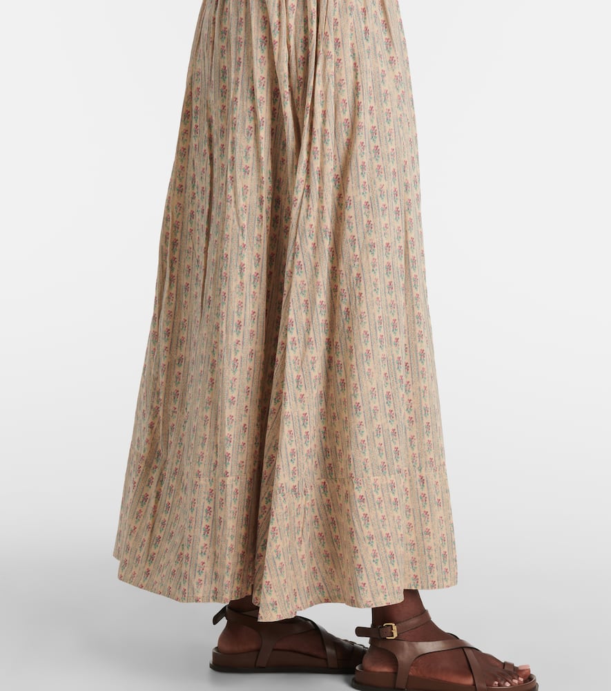 Floral cotton midi skirt