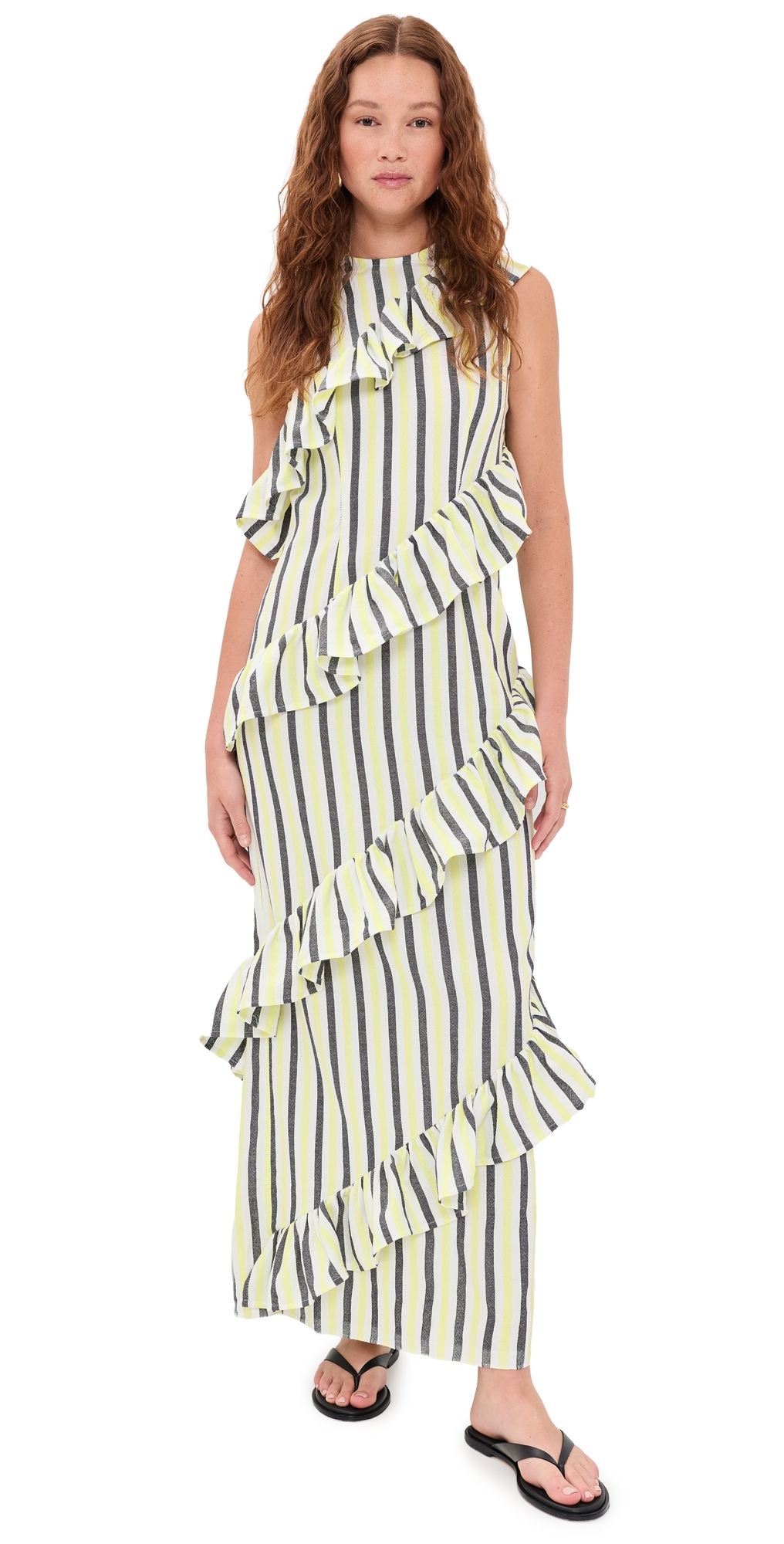 The Spiral Ruffle Dress Stripe