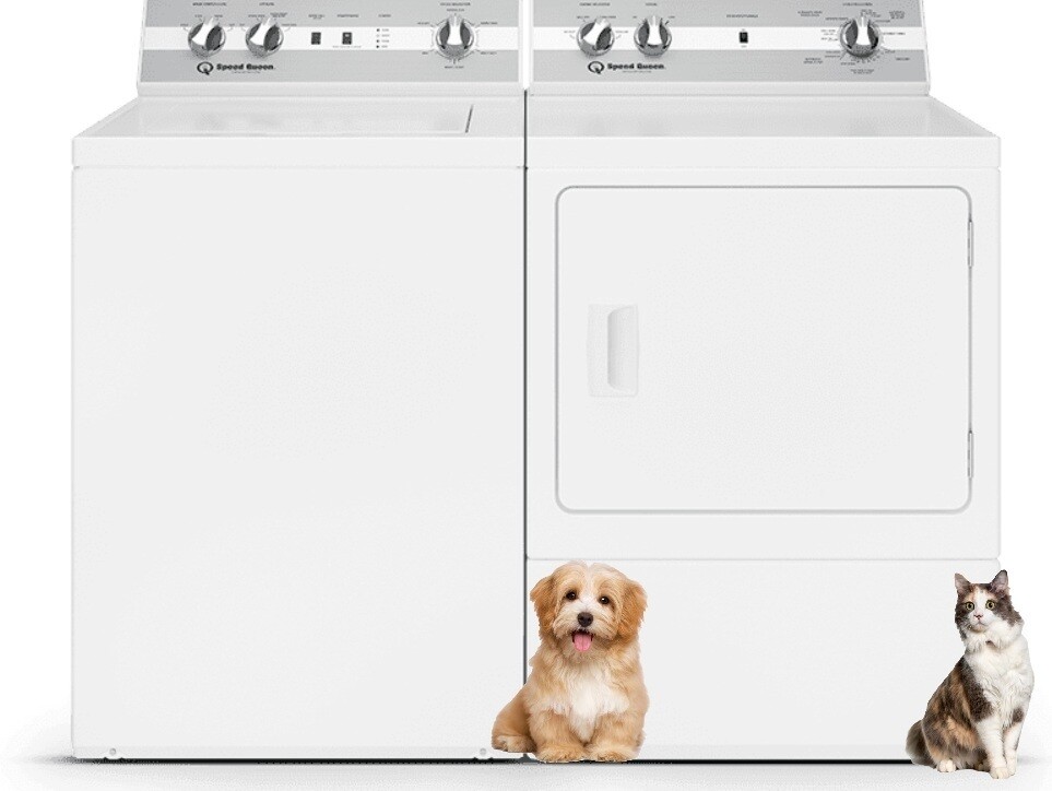 Speed Queen Side-by-Side Top Load Washer and Electric Dryer Set in White SQWADR