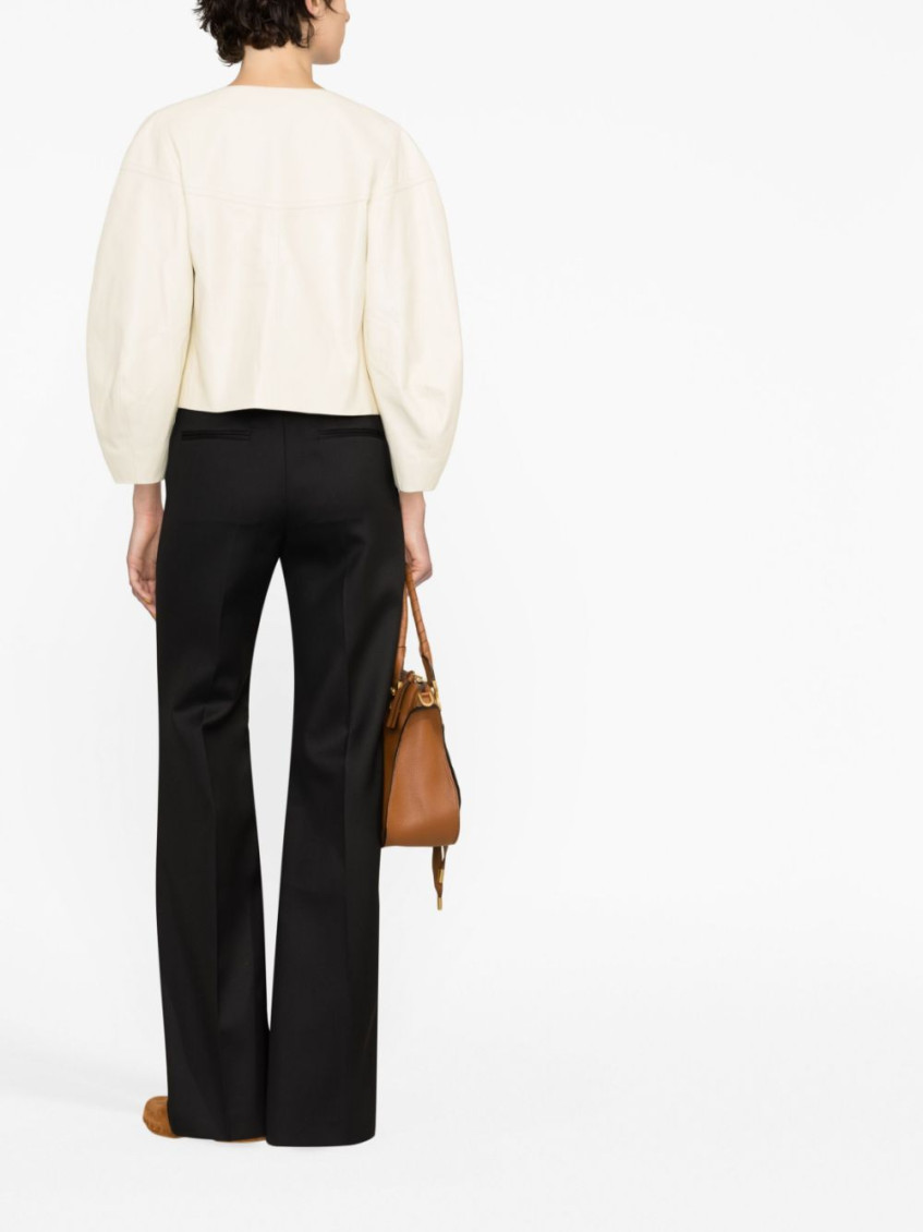 CHLOÉ- Flared Silk Blend Wool Trousers