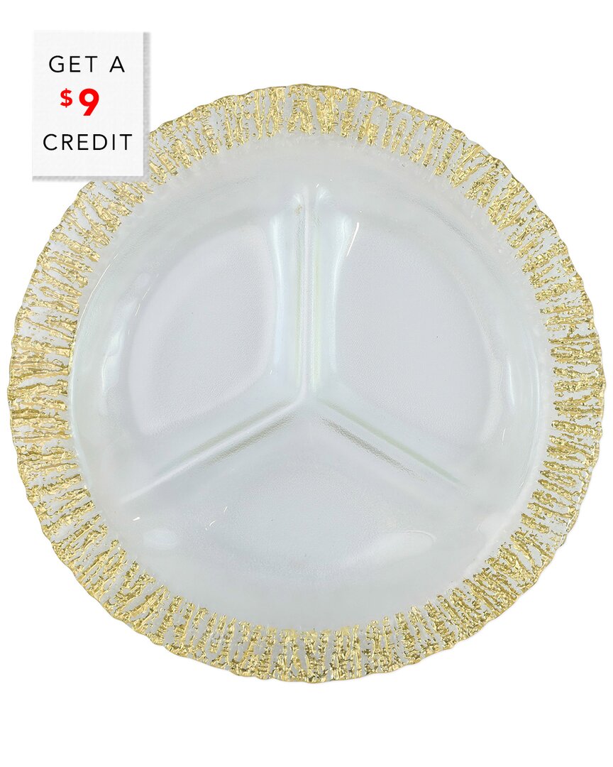 Rufolo Glass Gold Three-Part Server With $9 Credit