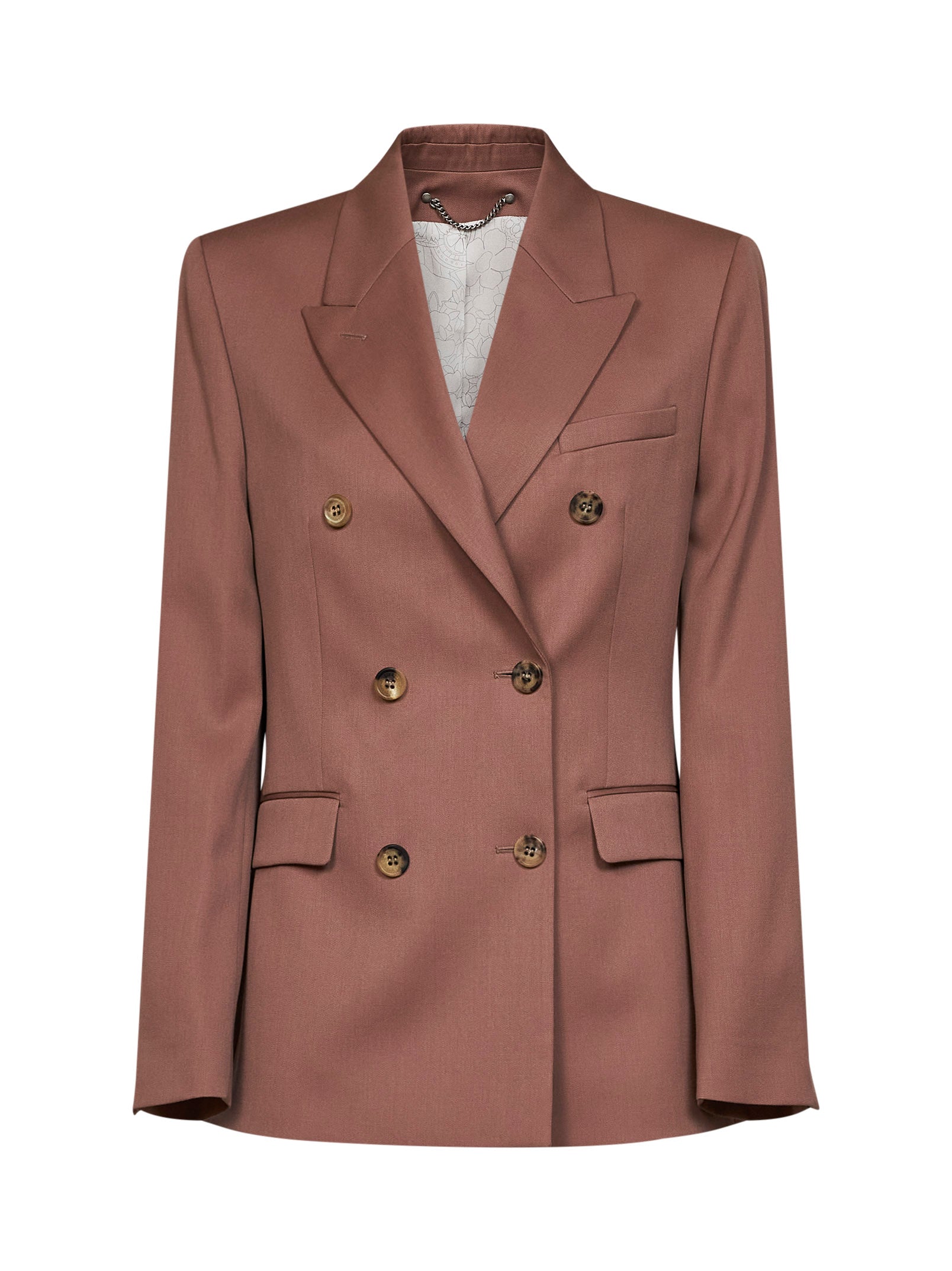 Double-Breasted Virgin Wool Blazer — Pink