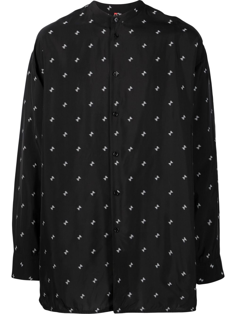 Bow-motif band-collar shirt - Black