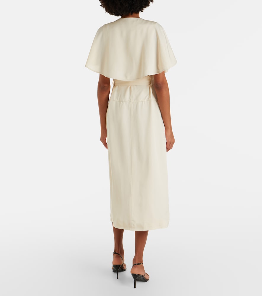 Isolde caped twill midi dress