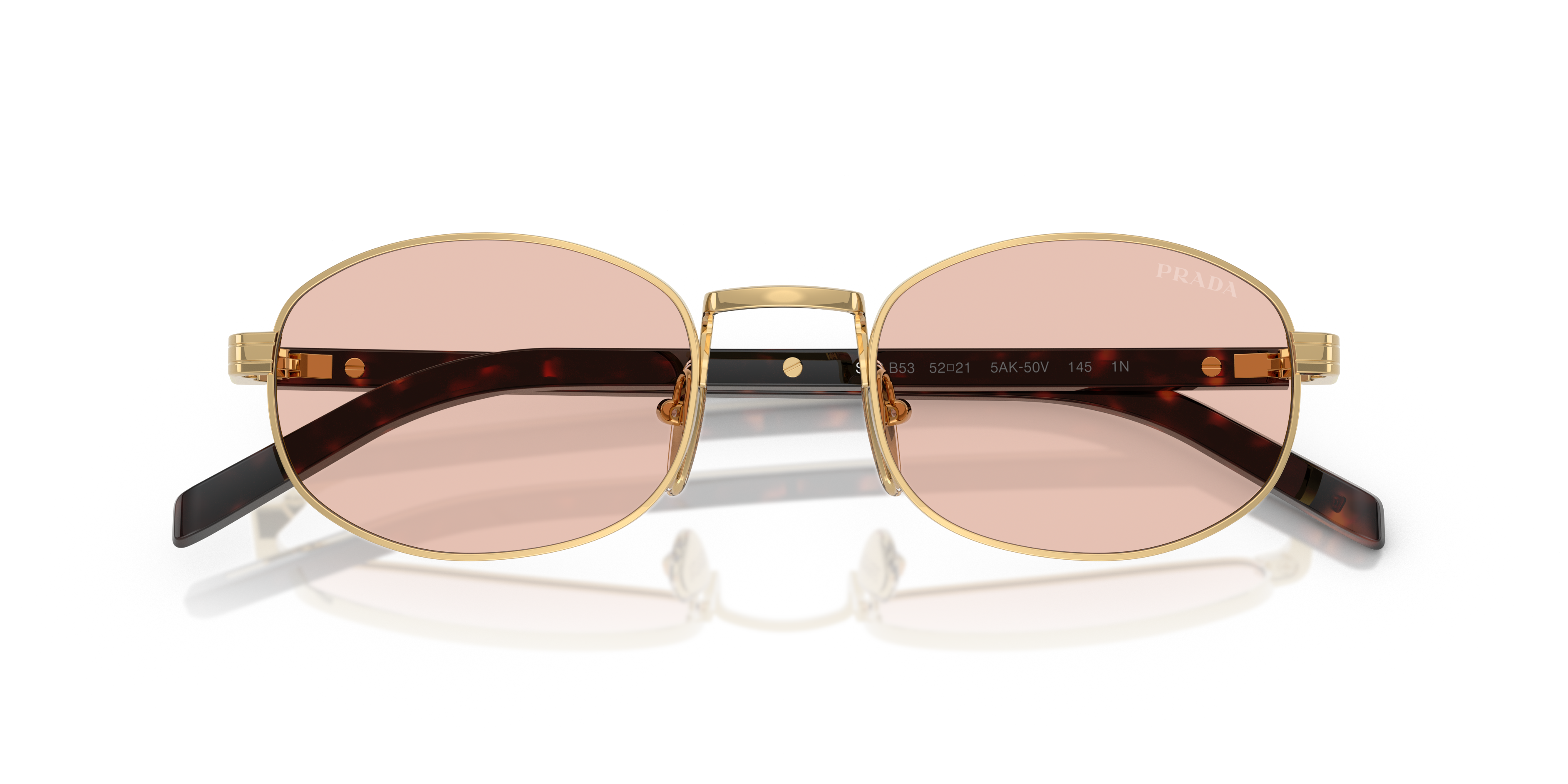 Prada Woman Prada PR B53S 5AK50V Sunglasses Steel Gold Pink Round Norma