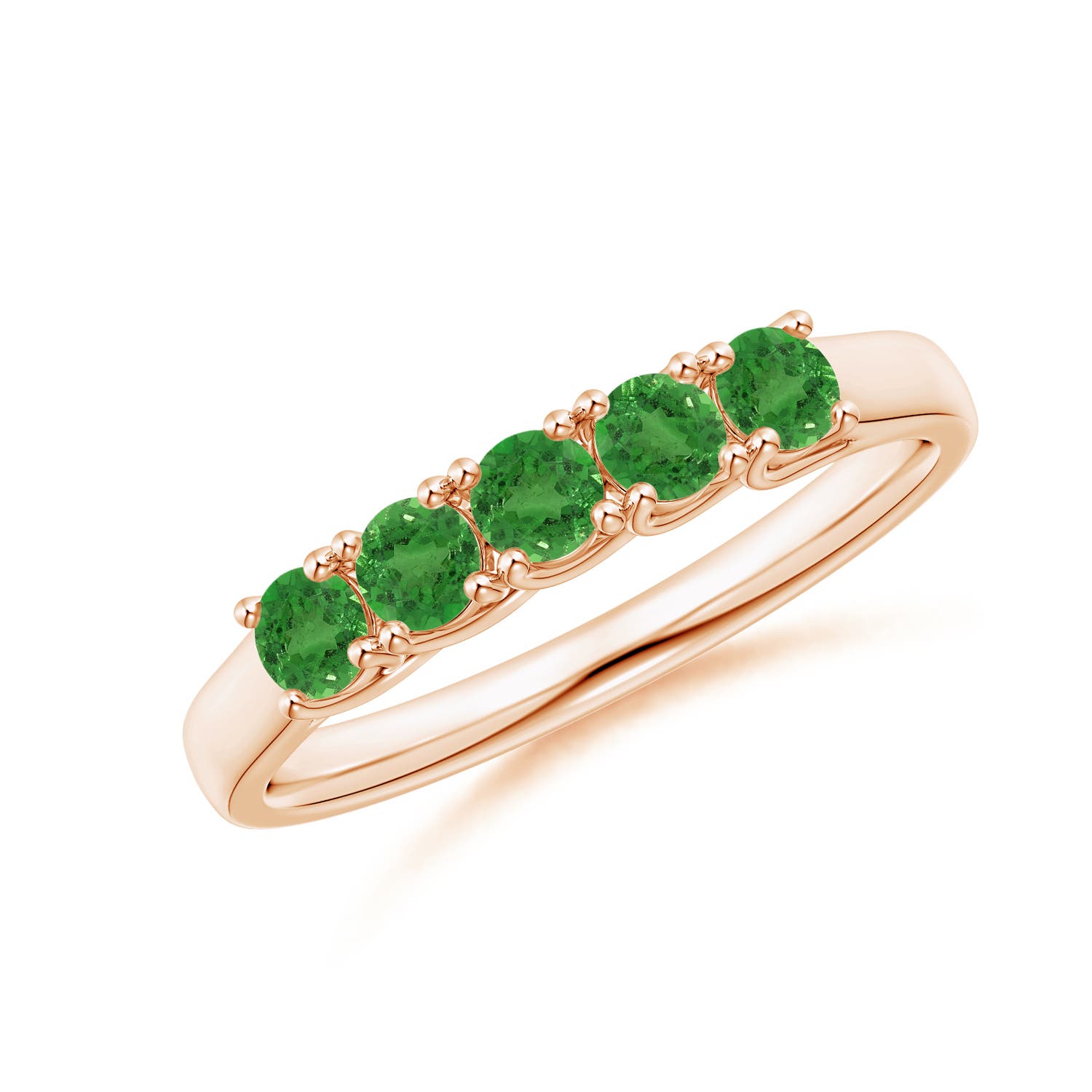 Angara 0.5 Carat Half Eternity Five Stone Tsavorite Wedding Ring in 14K Rose Gold