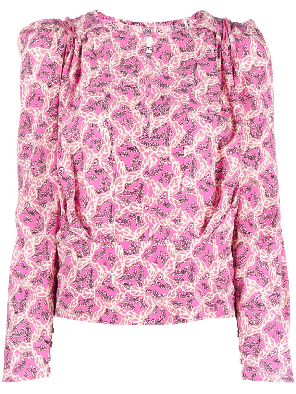 Graphic-print silk blend blouse - Pink
