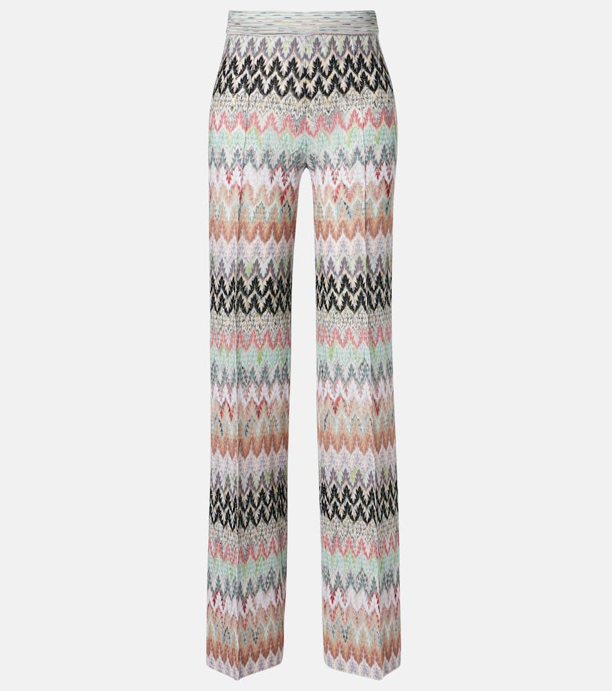 Zigzag lamé straight pants