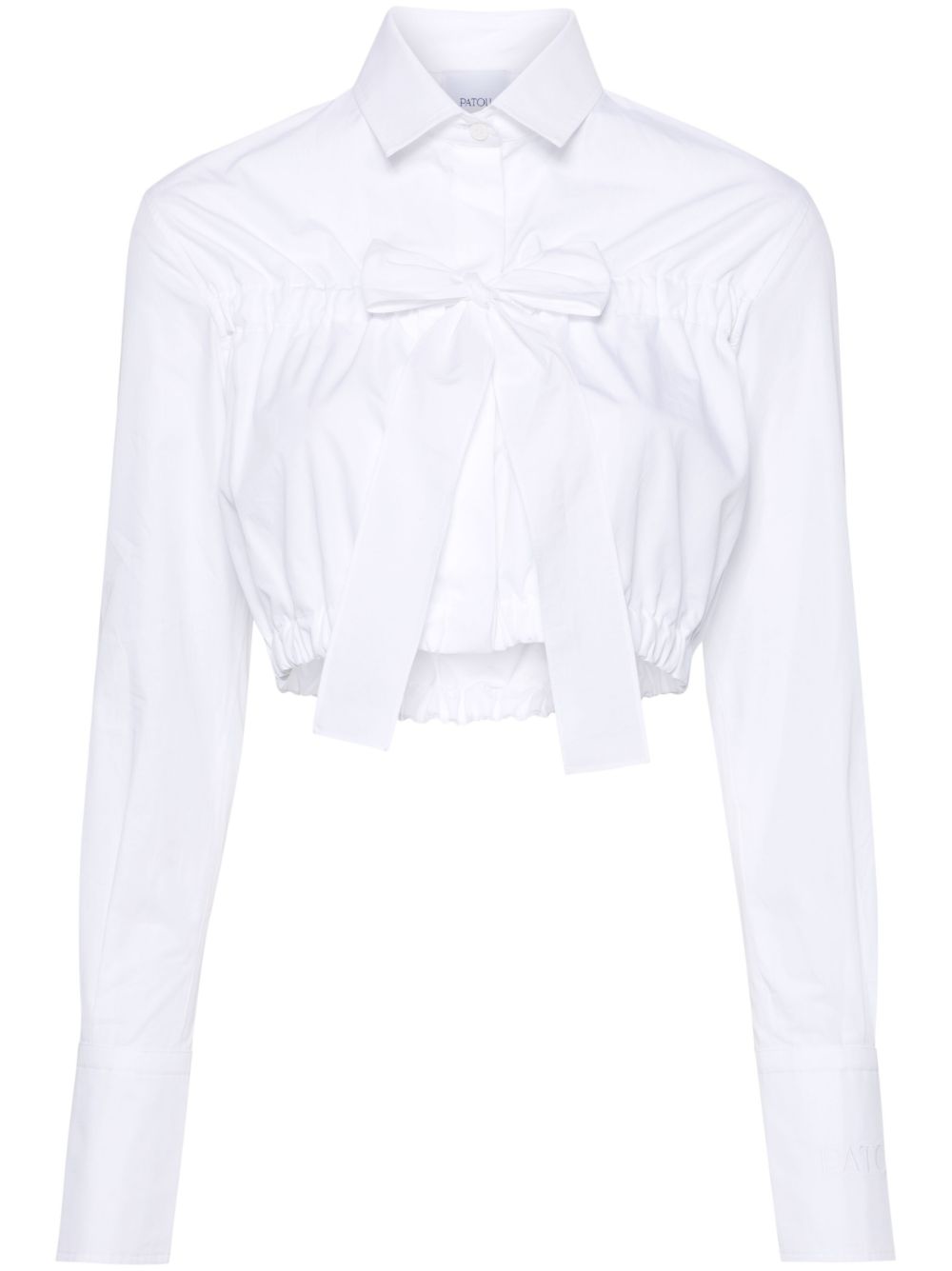 Tie-fastening cropped shirt - White