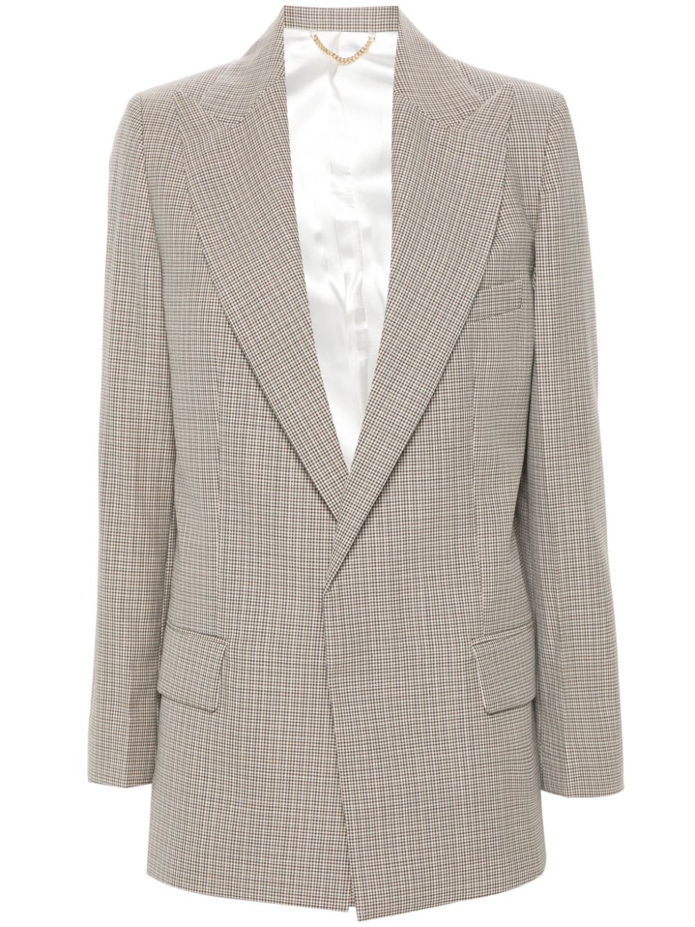 Puppytooth peak-lapel blazer - Neutrals