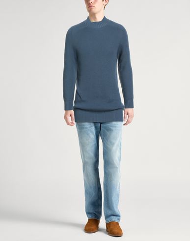 Man Turtleneck Slate blue Size 40 Virgin Wool