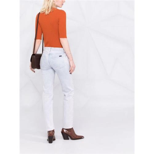 Bleached cropped jeans - Purple