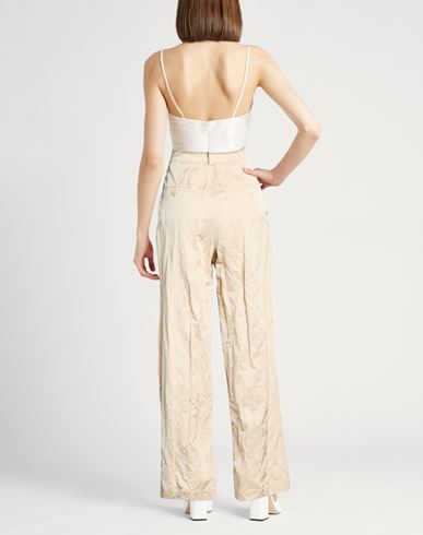 Woman Pants Beige Size 12 Viscose, Cotton, Metallic fiber