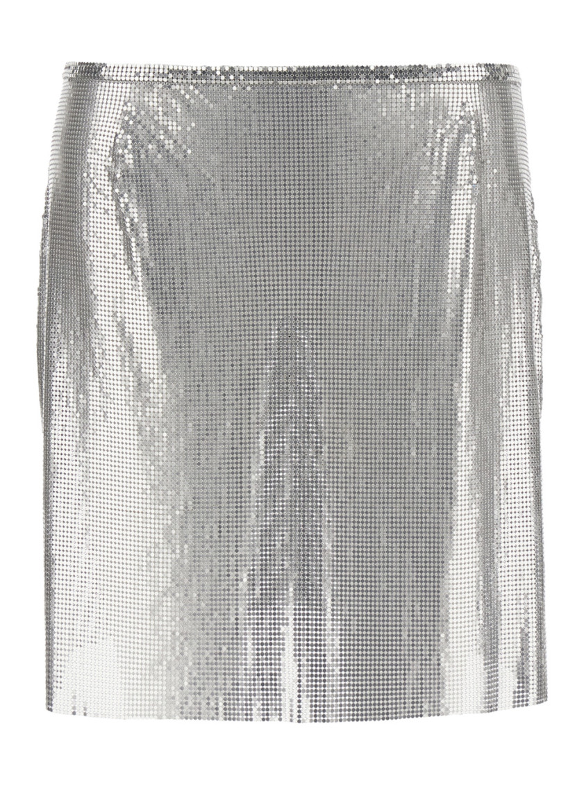Mesh Mini Skirt Silver