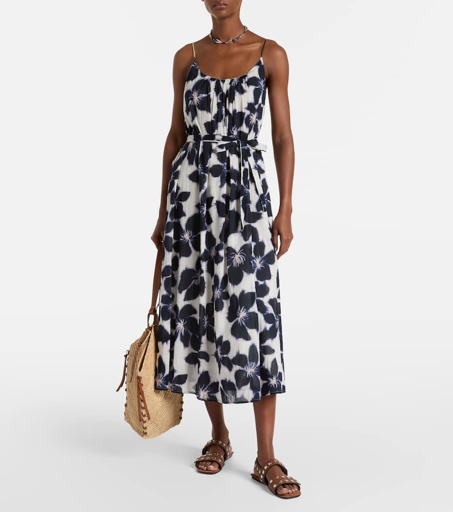 Floral cotton voile midi dress