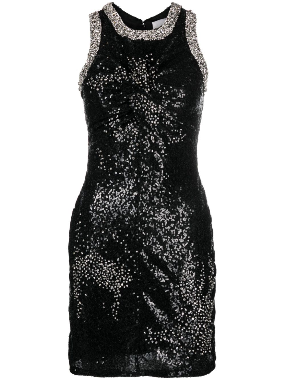Sequinned crystal-embellished minidress - Black