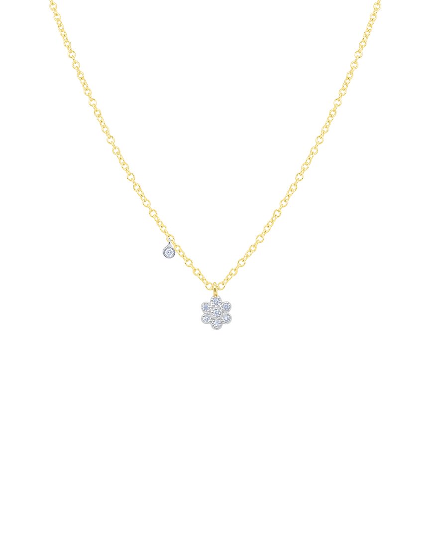 14K Two-Tone 0.04 Ct. Tw. Diamond Flower Necklace