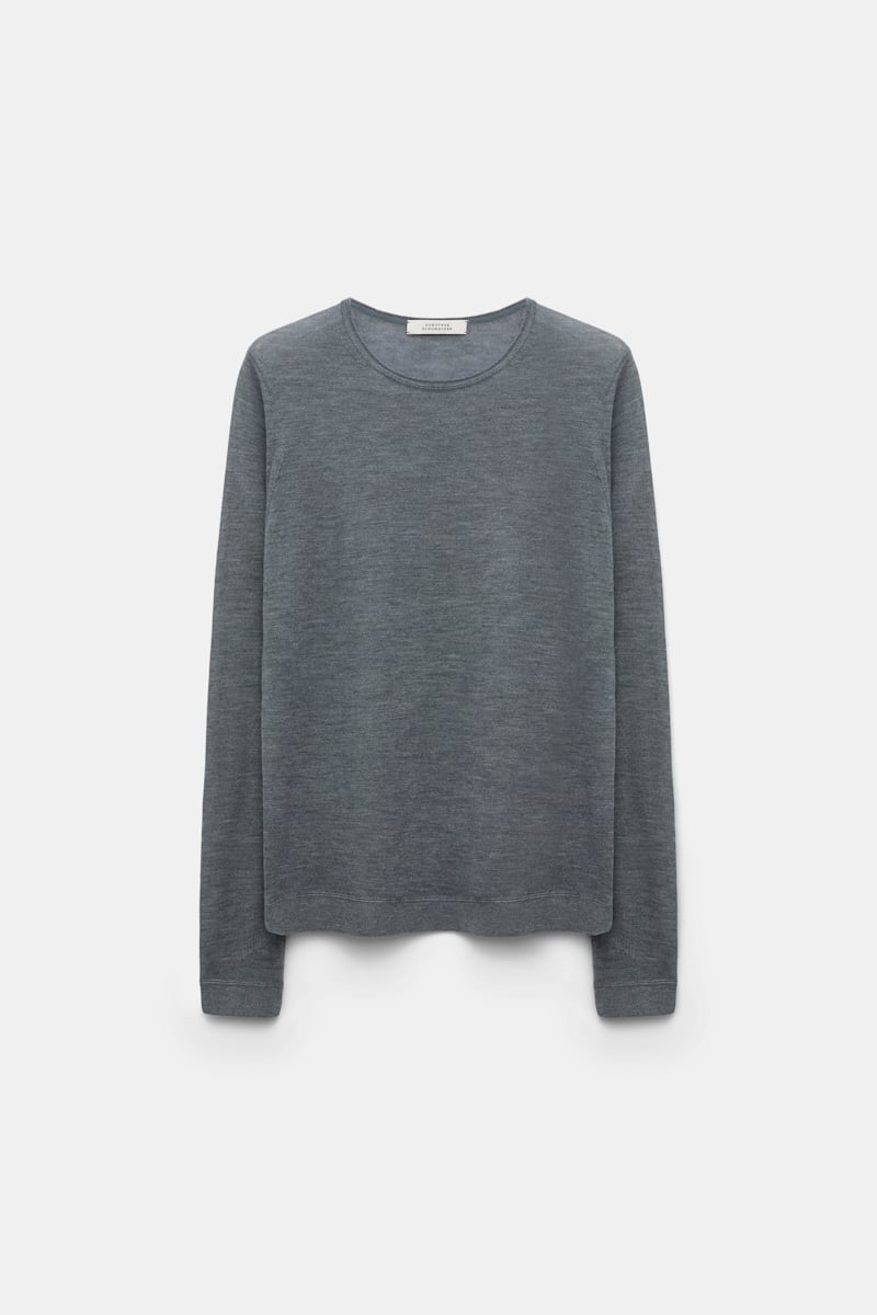 Round neck sweater in pure cashmere