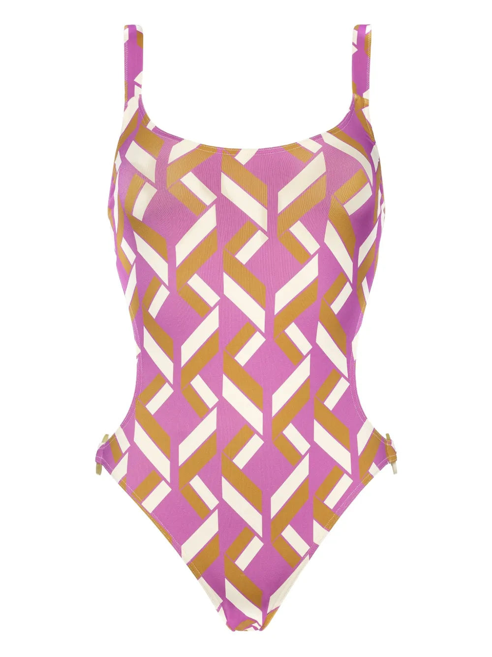 Geometric Cutout Trikini Swimsuit — Purple