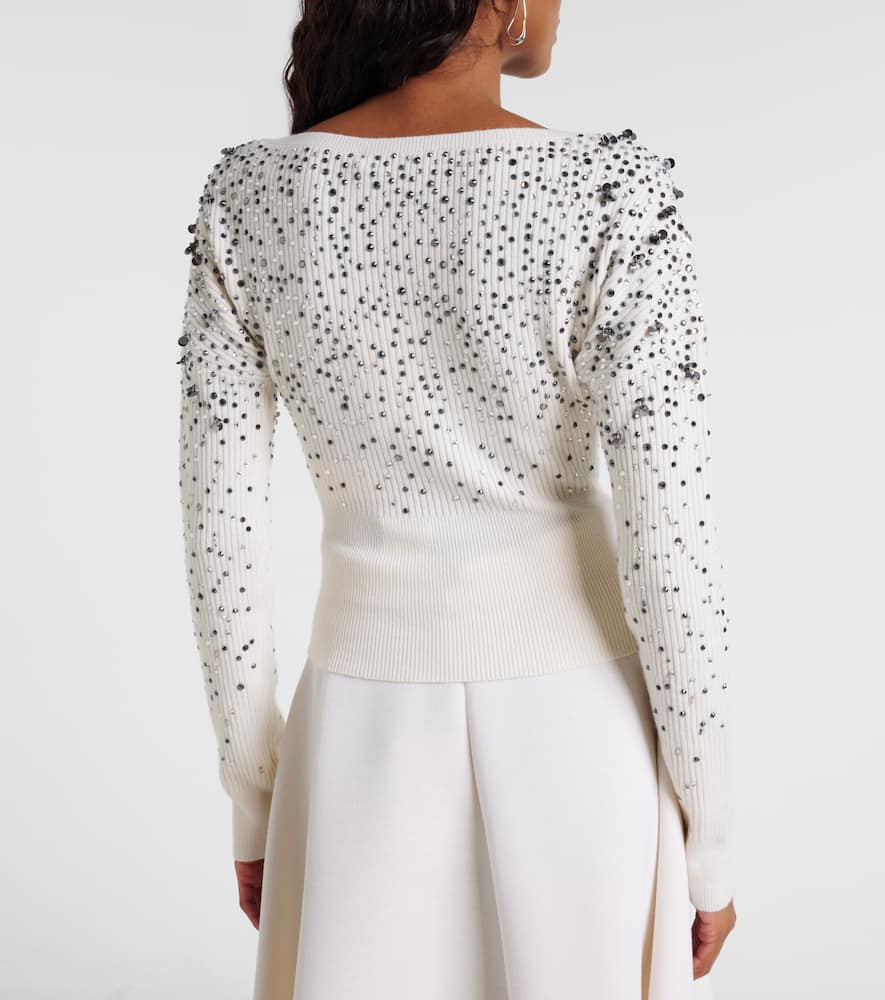 Gang embellished wool-blend sweater