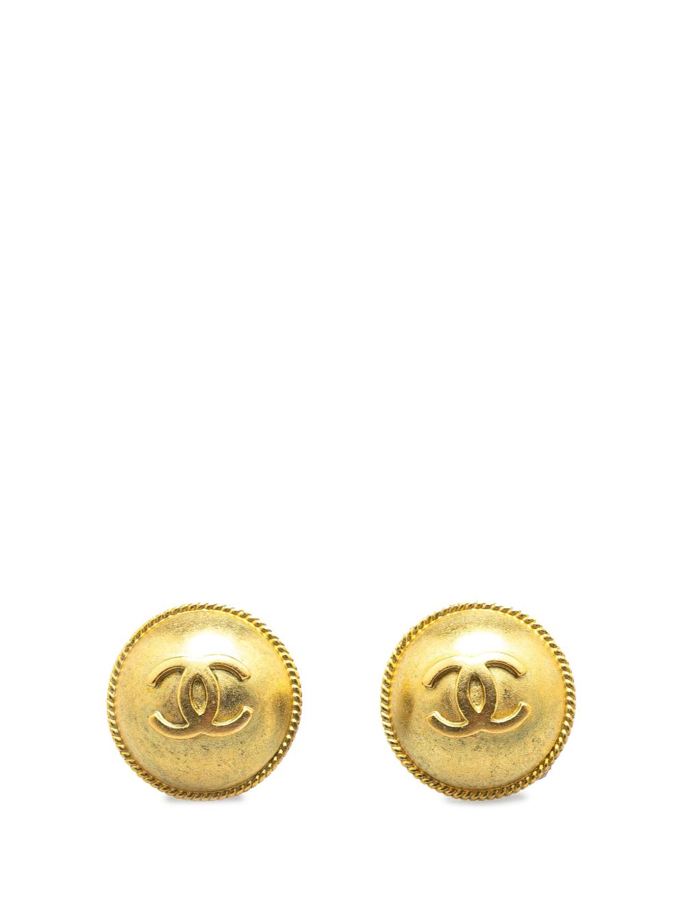 1995 Gold Plated CC Round Clip on Earrings costume earrings