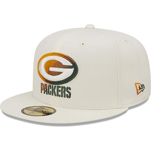 Men's Cream Green Bay Packers Chrome Color Dim 59FIFTY Fitted Hat