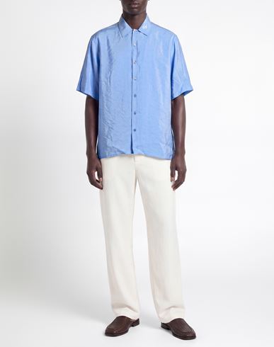 Family First Milano Man Shirt Sky blue Size S Cupro, Polyester