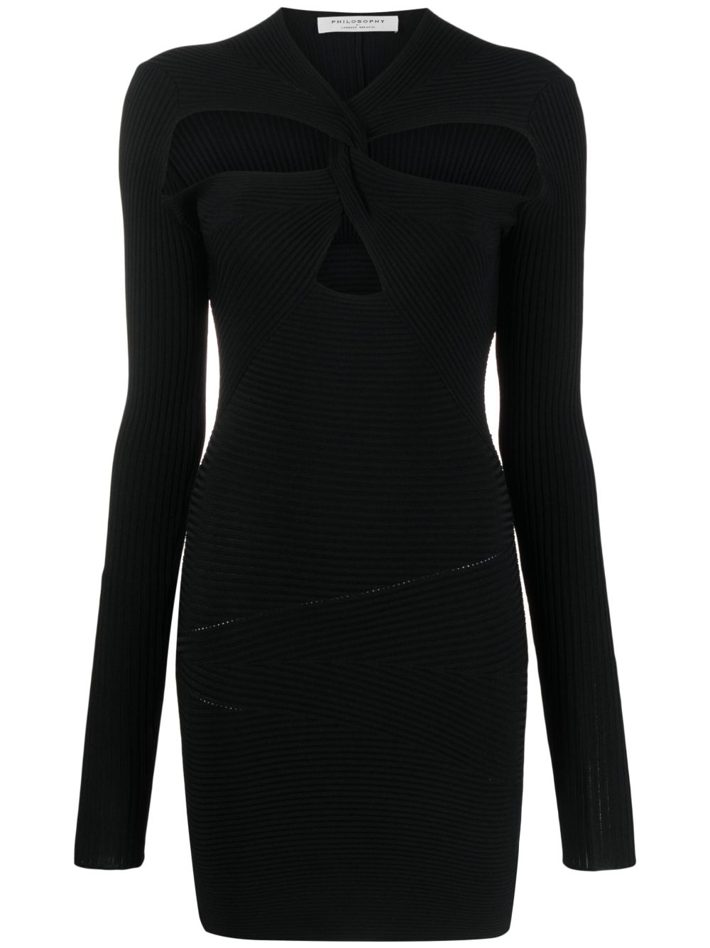 Cut-out ribbed minidress - Black