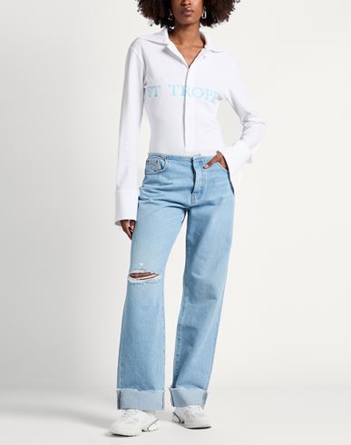 Woman Bodysuit White Size M Cotton