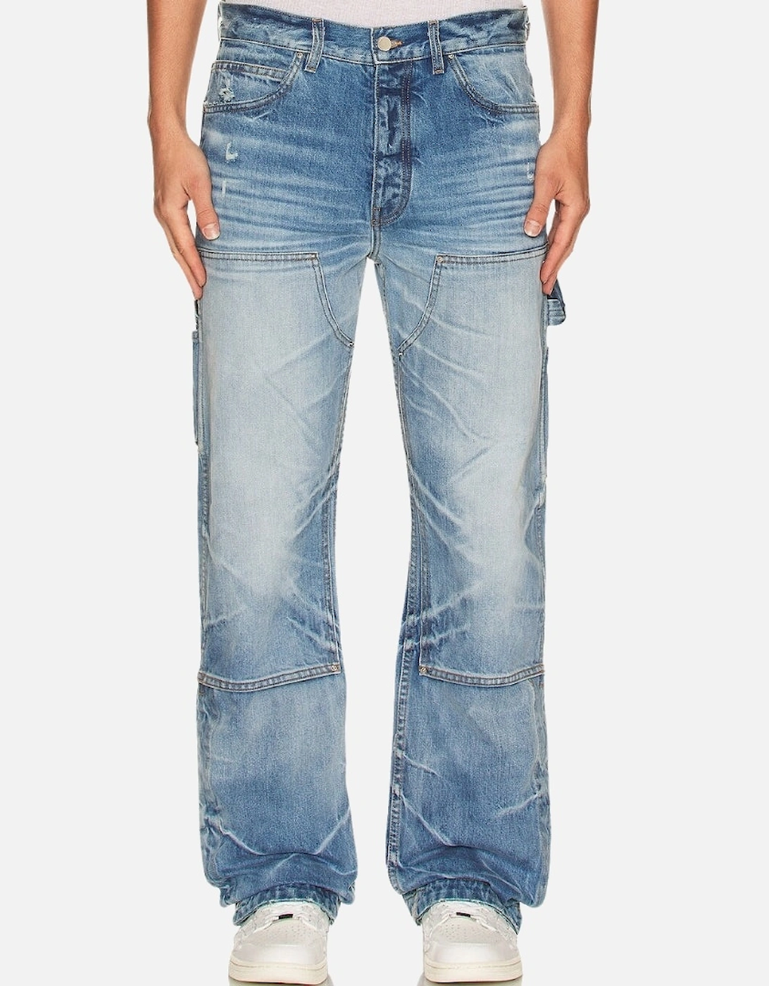 Men's Amiri Straight Fit Carpenter Faded Indigo Blue Jeans - Size: 32/31