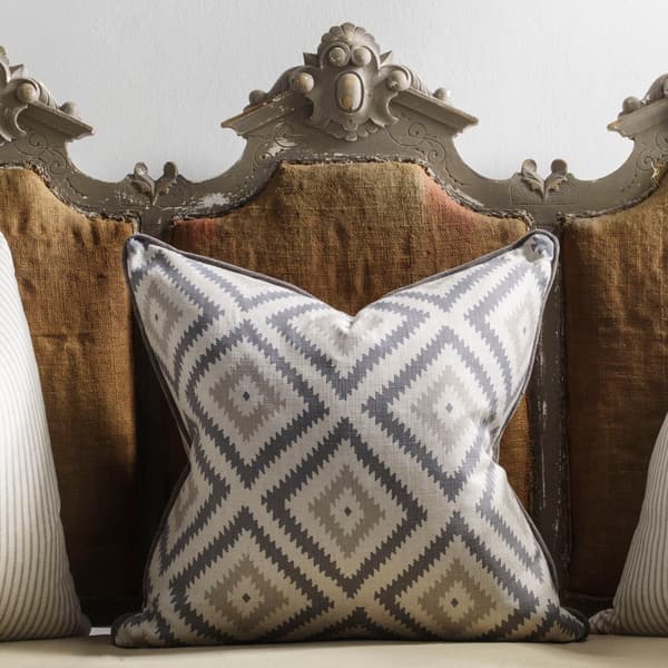 Glacier Storm, Sustainable Feather, Cushion, 55cm x 55cm - Andrew Martin Eco-conscious & Linen Blend & Viscose Blend Geometric & Kilim