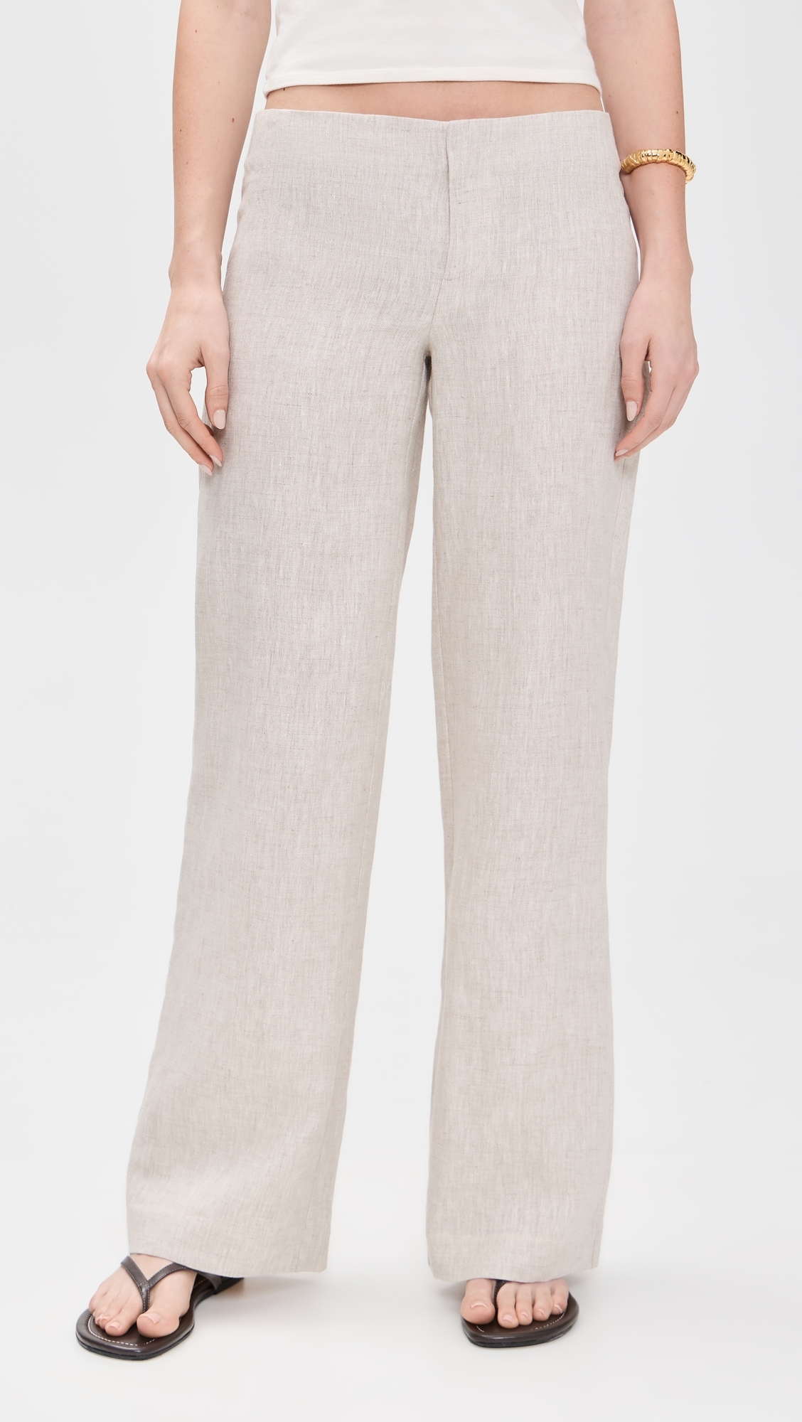Reformation Vida Low Rise Linen Pants Oatmeal