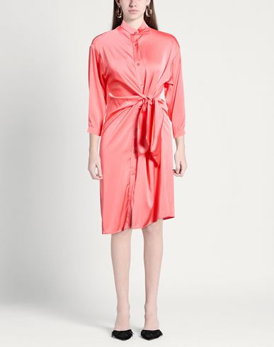 Woman Midi dress Coral Size 6 Polyester, Elastane