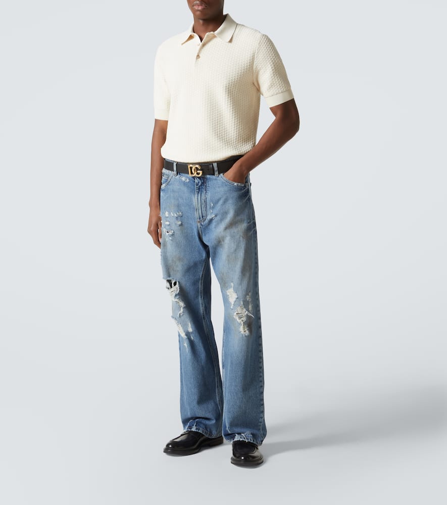 DG knitted cotton polo shirt
