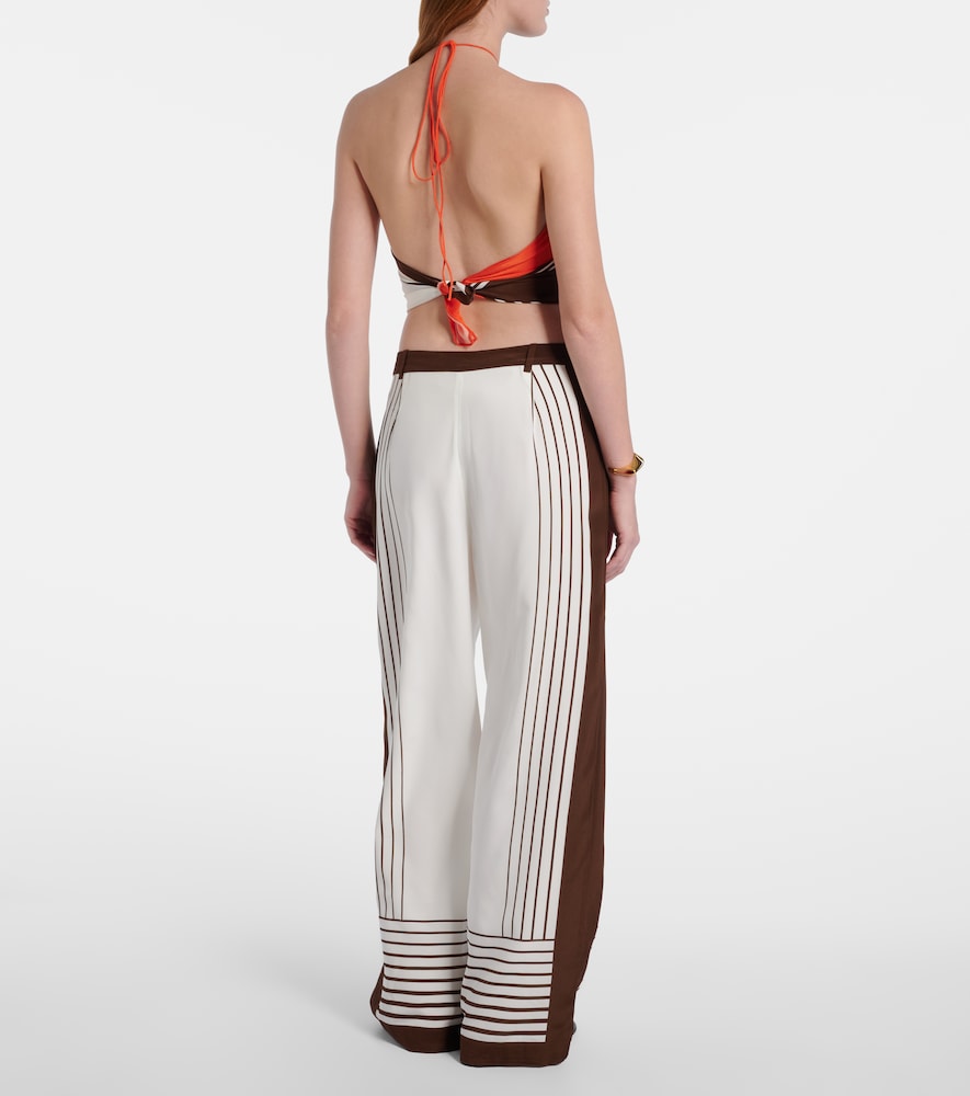 Destino striped silk wide-leg pants