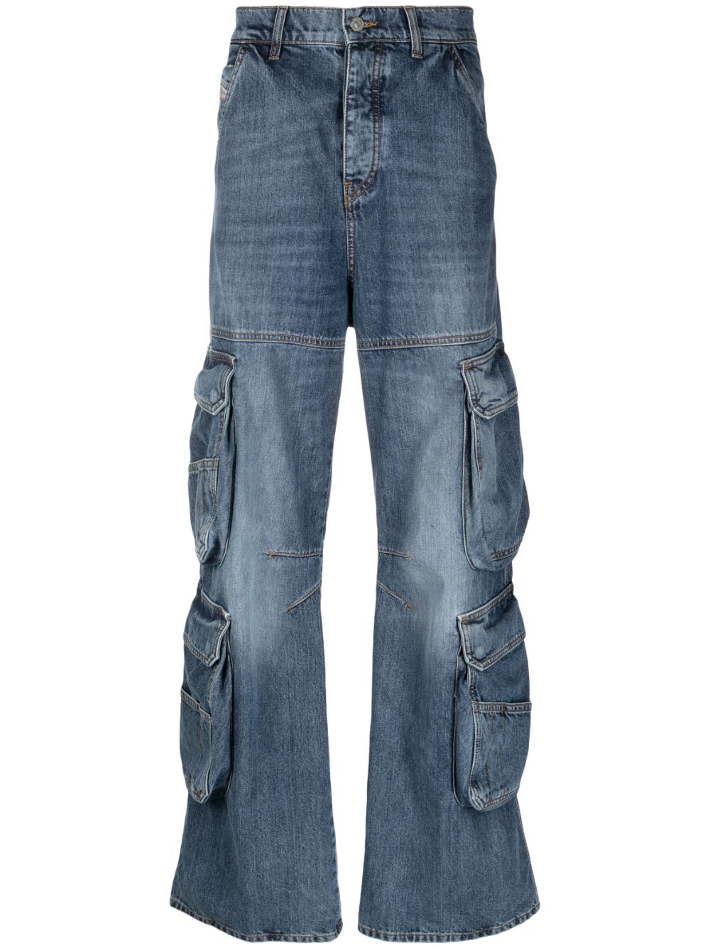 Mid-rise cargo jeans - Blue