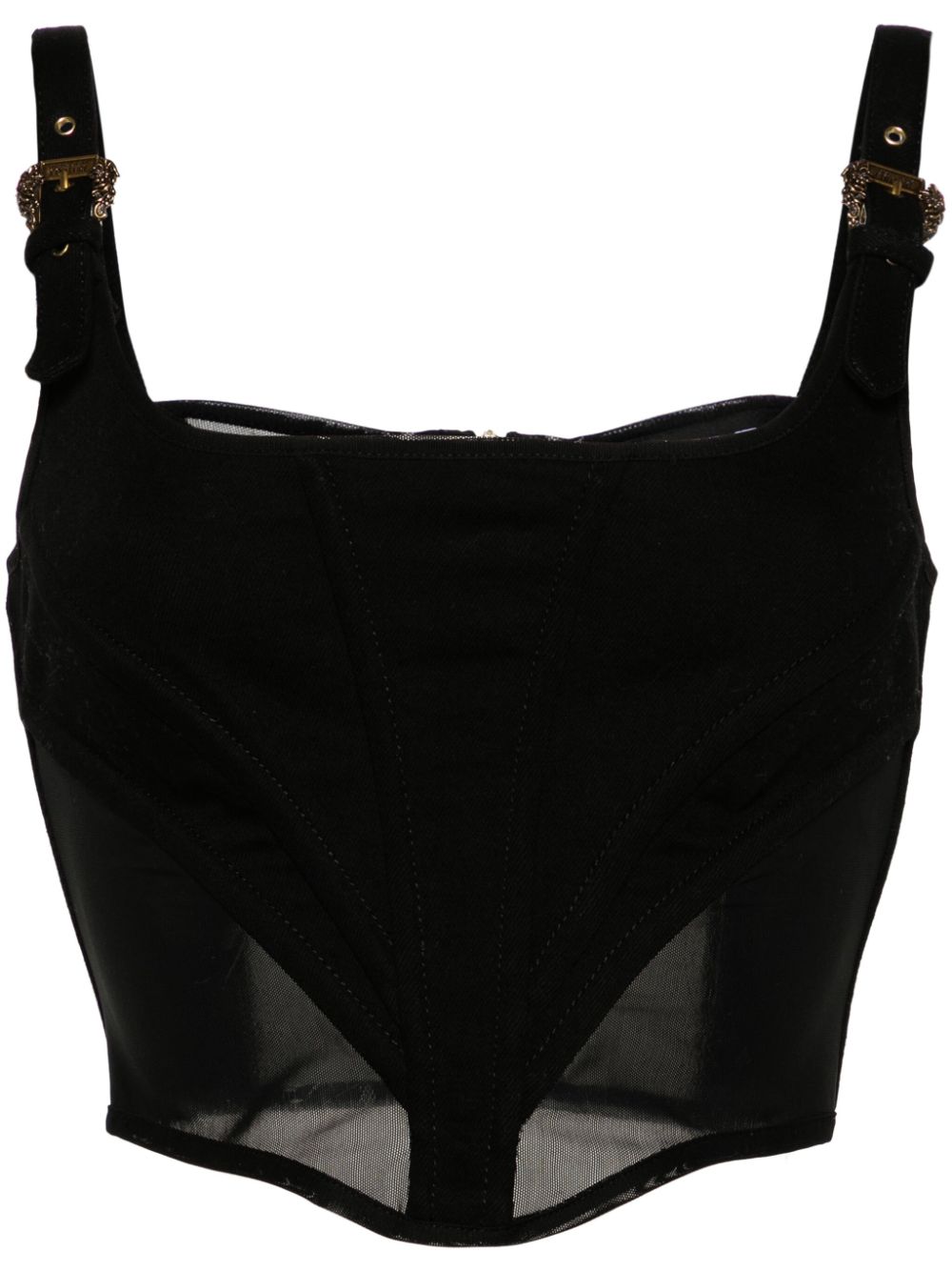 Buckle-straps corset tank top - Black