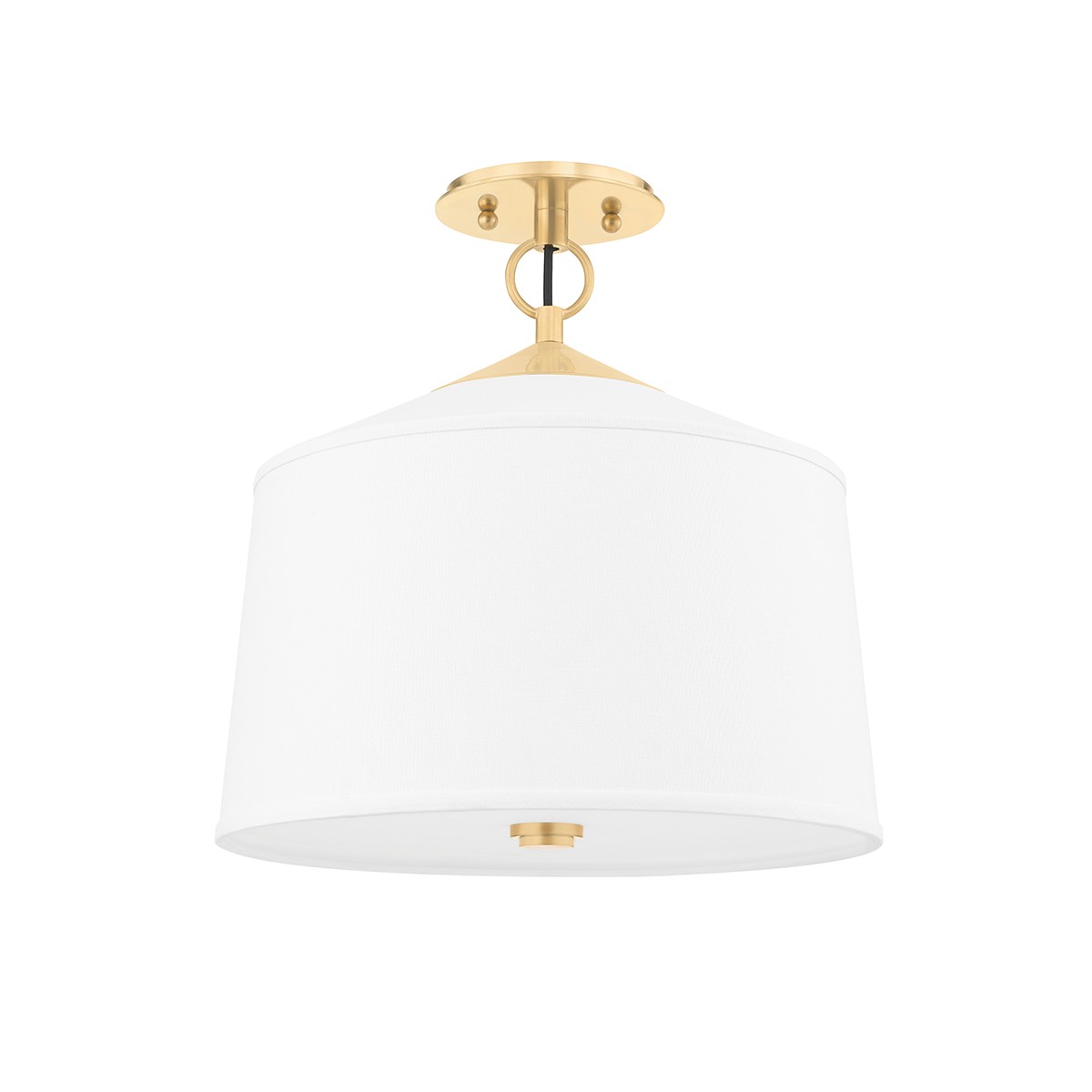 Aged Brass One Light Semi Flush Mount from the White Plains Collection