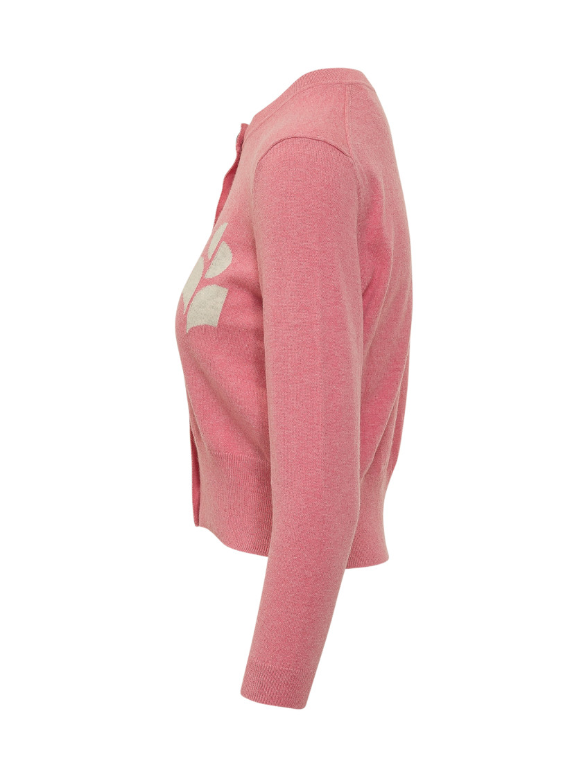 Pink Logo Crew Neck Cardigan
