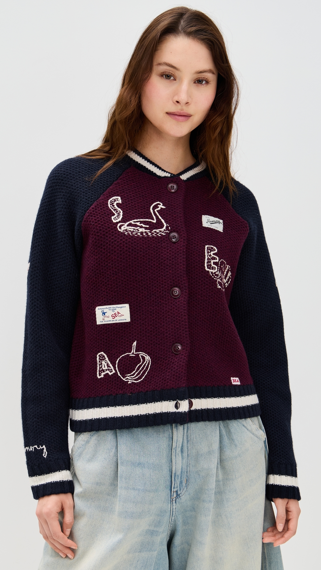 Archer Varsity Knit Cardigan Navy