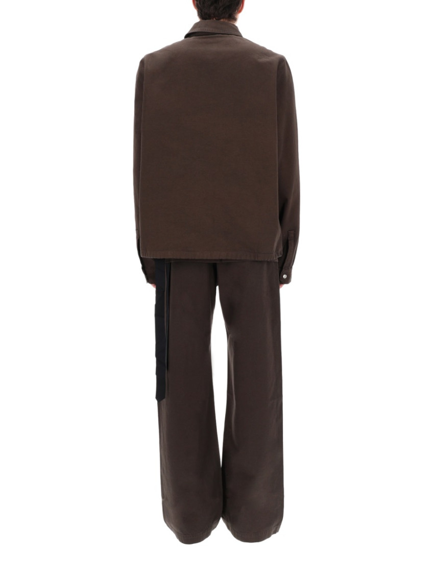 Brown Solid Shirt Collar Jacket