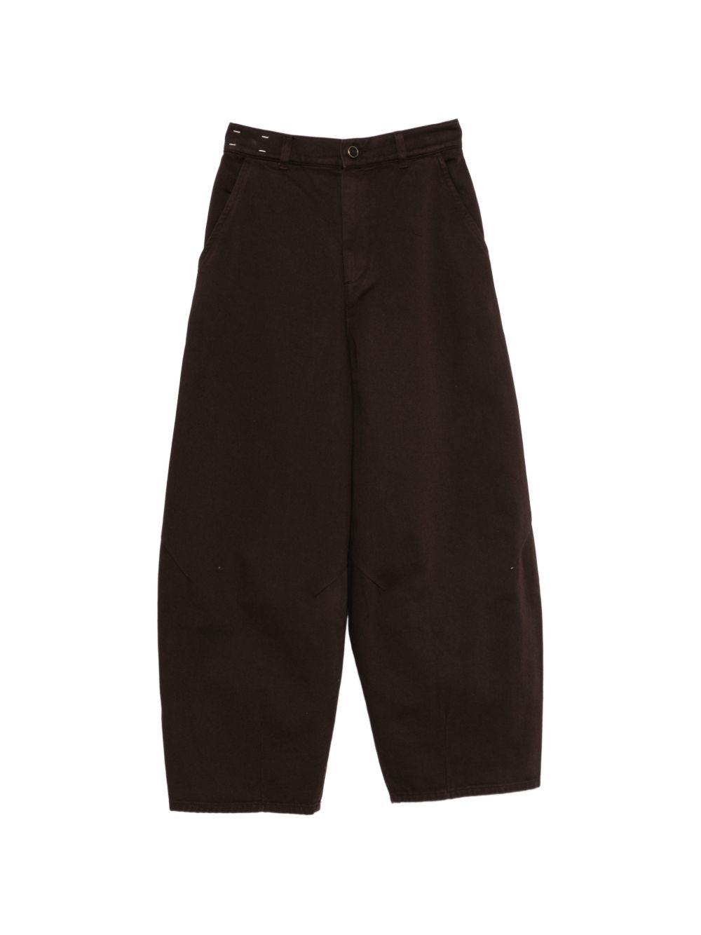 Cotton Wide-Leg Trousers — Brown