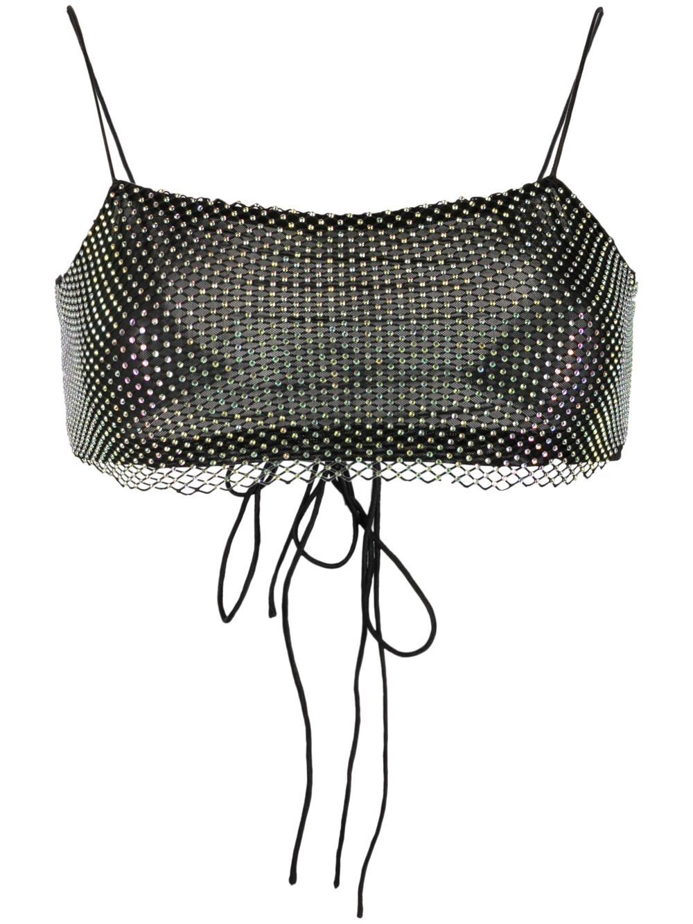 Lotte crystal mesh cropped top - Black
