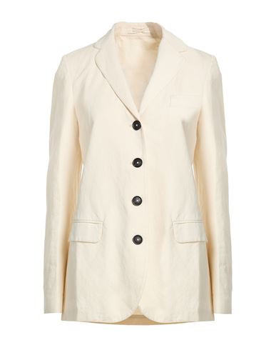 Woman Blazer Cream Size S Cotton, Linen