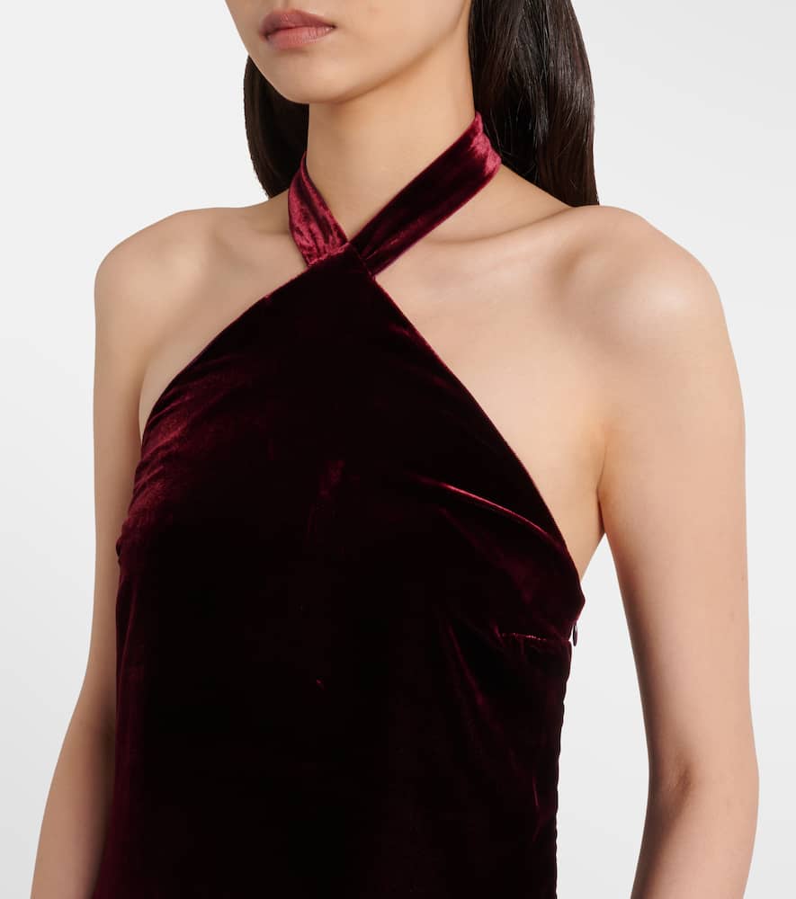 Nina fringed velvet maxi dress