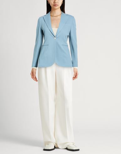 Woman Blazer Pastel blue Size 4 Cotton, Elastane