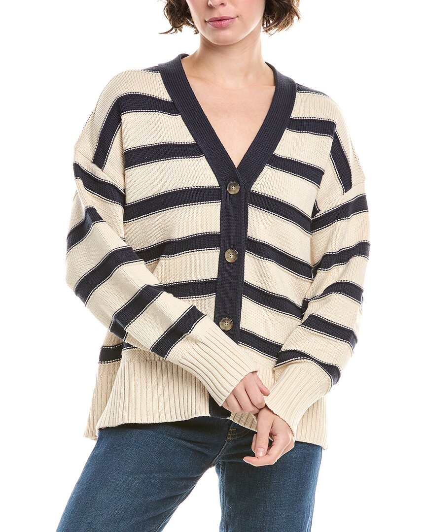 Oversized Cotton Cardigan In Stripe