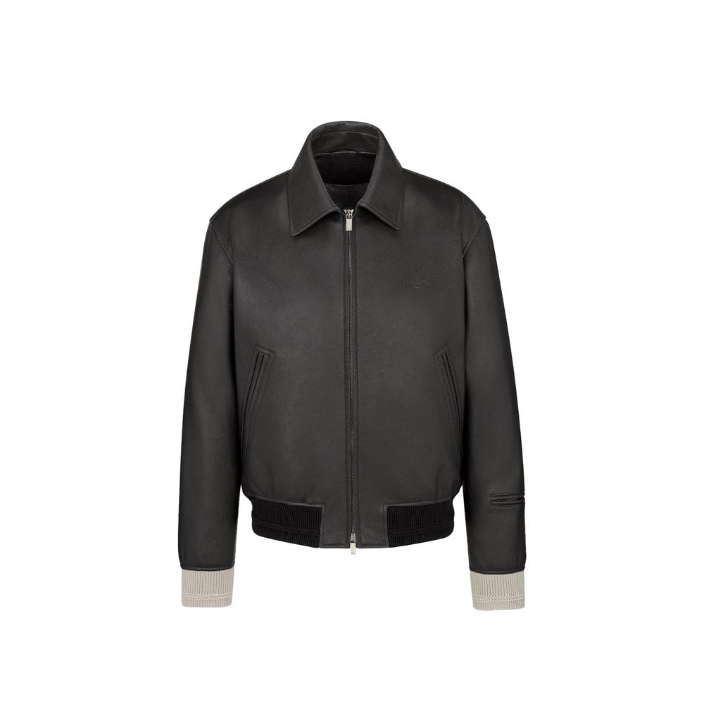 Leather Bomber Jacket — Black
