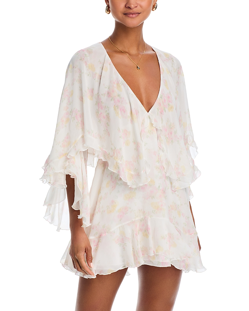 Avaline ruffled floral-print dress - White