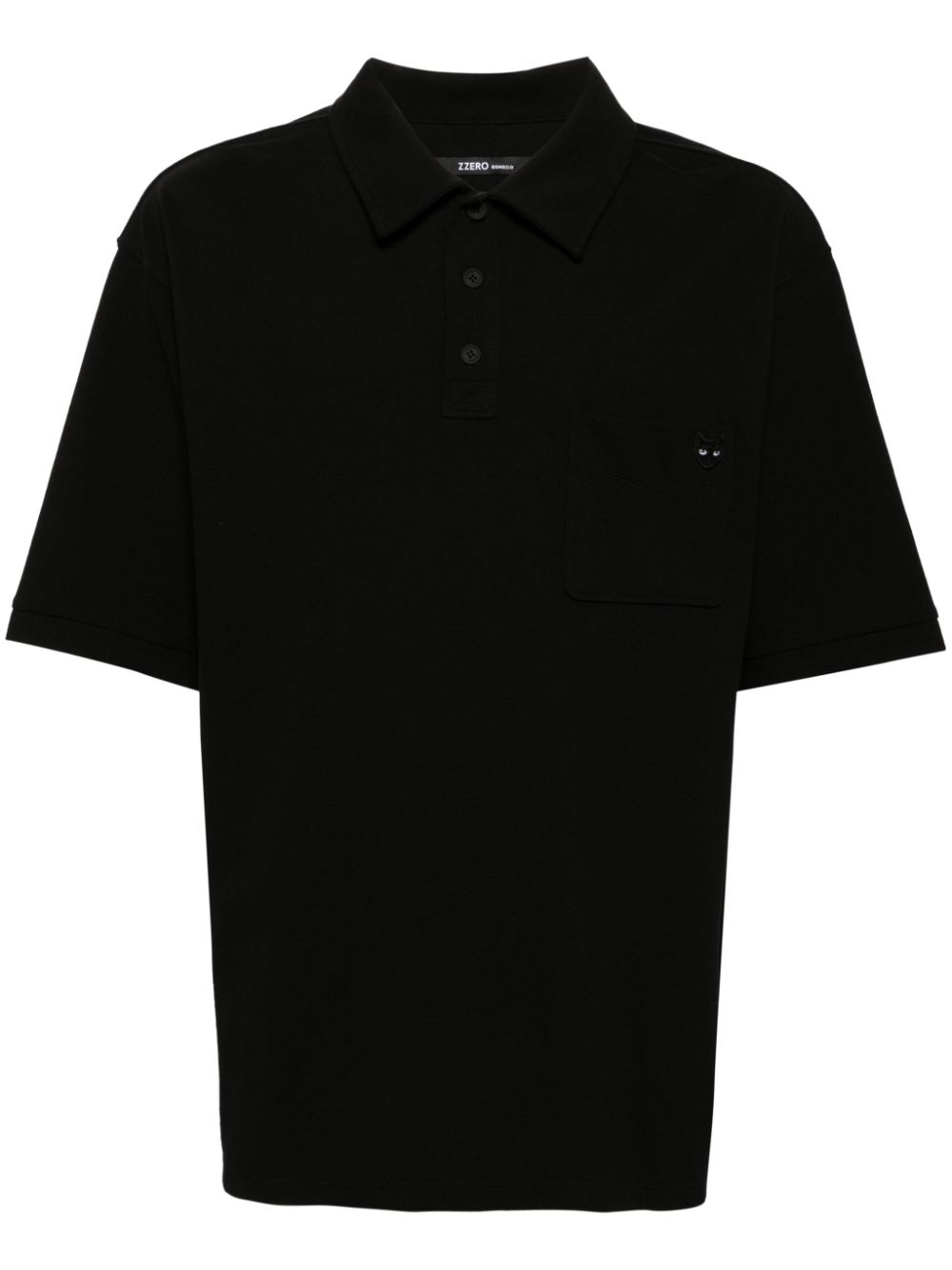 Embroidered-logo piqué polo shirt - Black